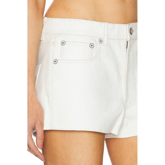 R13 5-Pocket Leather Shorts Crackle White - Picture 5 of 5